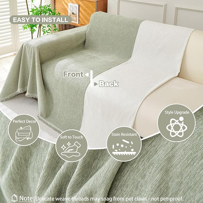 DREAMINGO Sofa Covers Washable Thick Chenille Couch Cover - Image 3