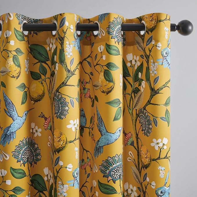 Topfinel Kitchen Curtains 45 Inch Length Mustard Yellow Vintage Blackout by Topfinel