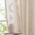 jinchan Belrose Linen Curtains for Bedroom Floral Curtains 90 Inch Length Linen by JINCHAN
