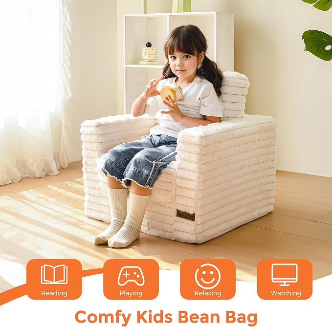 MAXYOYO Kids Bean Bag Chair, Comfy Faux Fur Bean Bag Sofa - Image 8