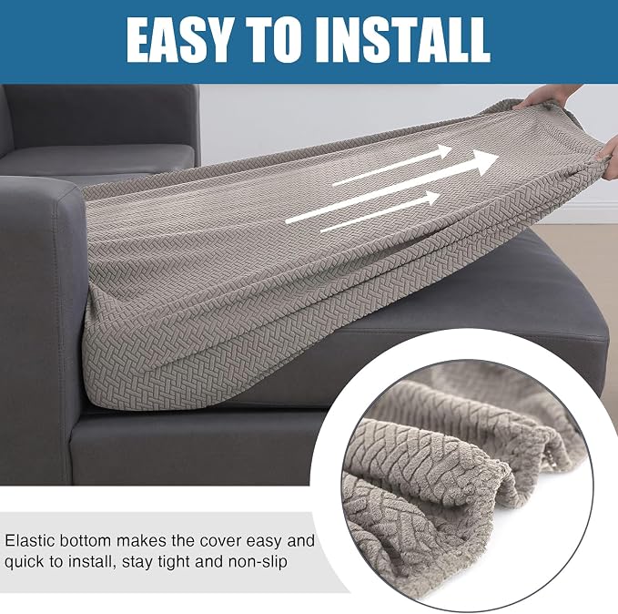 Smiry Waterproof Couch Cushion Covers, Stretch Jacquard Sectional Couch Covers - Image 4