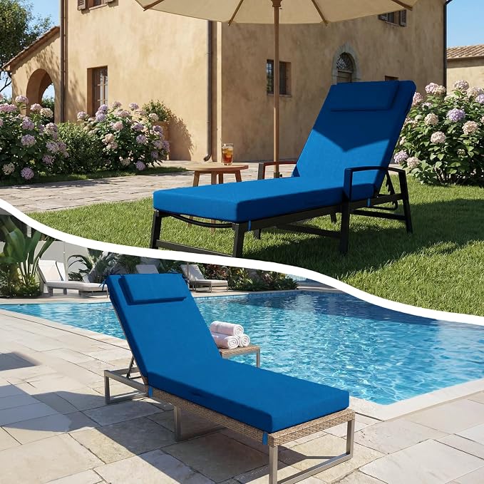Outdoor Chaise Lounge Cushions, 71x21 Inch Olefin Water & Fade Resistant Pool - Image 7
