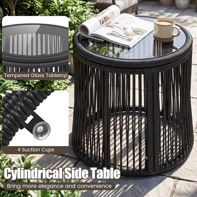 Tangkula 3 Pieces Patio Rattan Bistro Conversation Set, Outdoor All-Weather - Image 6