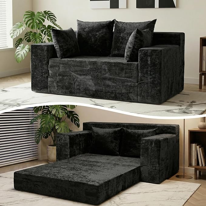 Boneless Loveseat Sleeper Sofa Bed, 3-in-1 Convertible Sofa Bed and Floor Futon by Winzoo
