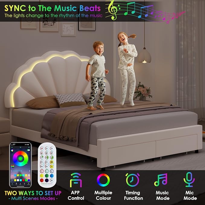 HIFIT Full Upholstered LED Bed Frame - Image 4