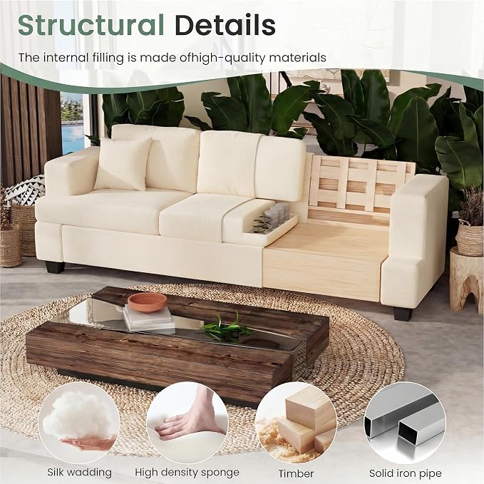 YOUDENOVA Sofa, 2 Piece Set Comfy Couch, 3 Seater & Loveseat Sofa - Image 6