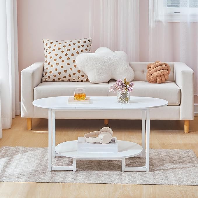 HOOBRO Coffee Table for Living Room, Oval Small Coffee Table - Image 3