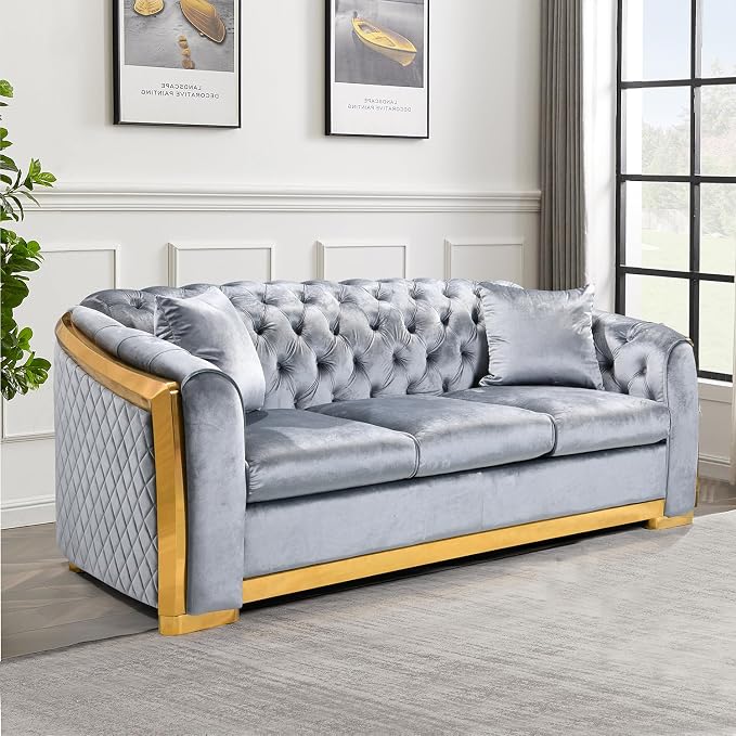 WinJoy 84 Inch Velvet Sofa Set for Living Room, 3 Seat Modern & Luxury - Image 6