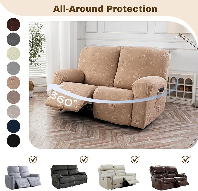 Gennia Recliner Loveseat Cover 4 Pieces, Waterproof Stretch Recliner Sofa - Image 6