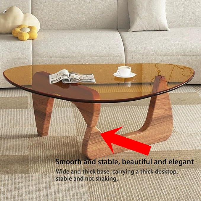 EASYSOUL Modern Glass Coffee Table, 32.68" D x 22.44" W x 15.75" H, Abstract - Image 8
