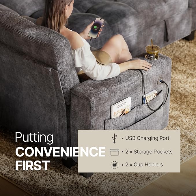 Marsail 84.6" Sectional Sleeper Sofa - Image 5