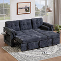 Convertible Sleeper Sofa Bed, 63 Inch Chenille Pull Out Couch by Outdoorchairs