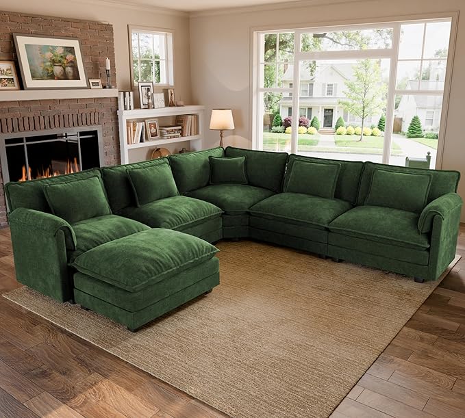 ELUCHANG 114" Oversized V-Shaped Cloud Couch Modular Sectional Sofa by ELUCHANG