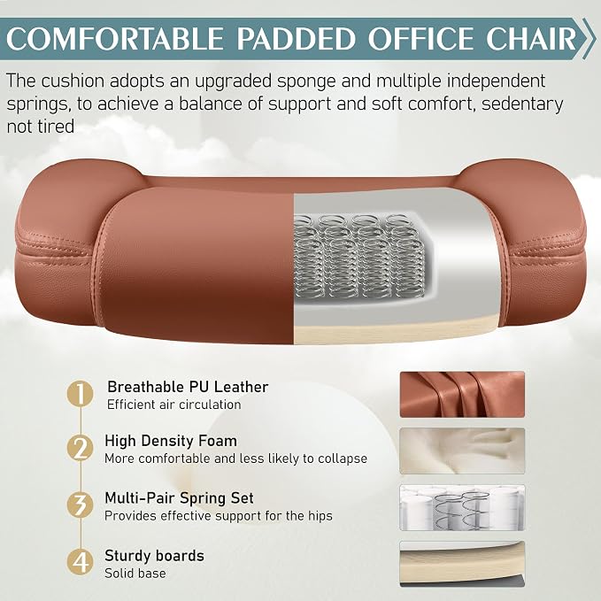 Leather Office Chair, PU Home Computer Desk Chairs - Image 5