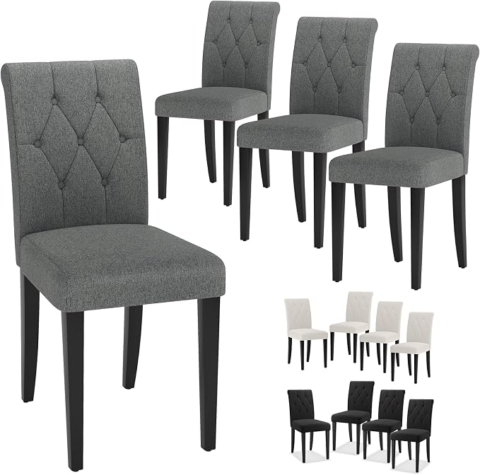Welzona Upholstered Dining Chairs Set of 4, Button Tufted Parsons Dining Chair - Image 7