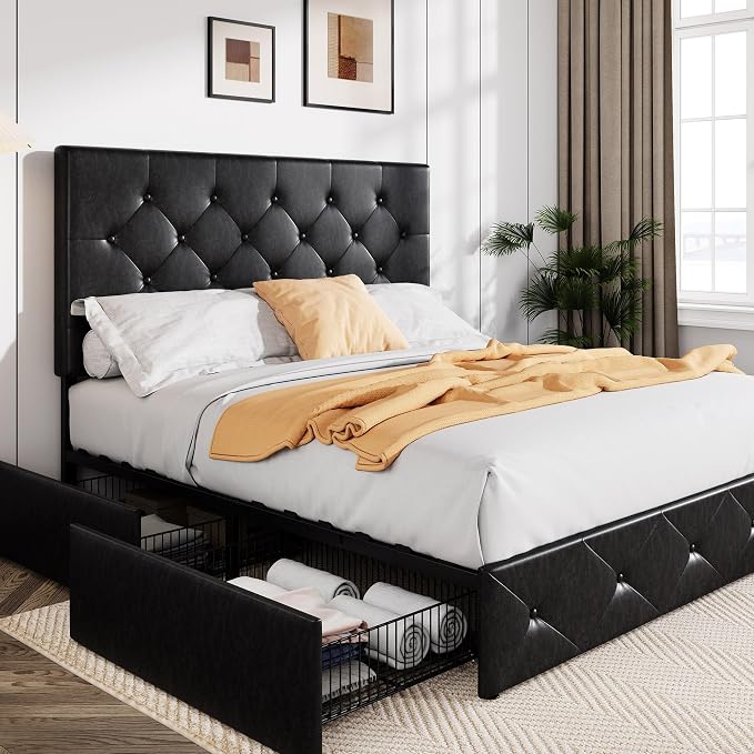 Allewie Upholstered Queen Size Platform Bed Frame by Allewie