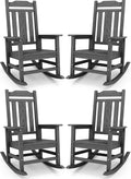 SERWALL Gray Outdoor Rocking Chair Set of 4, All Weather Patio Rocking Chair by SERWALL