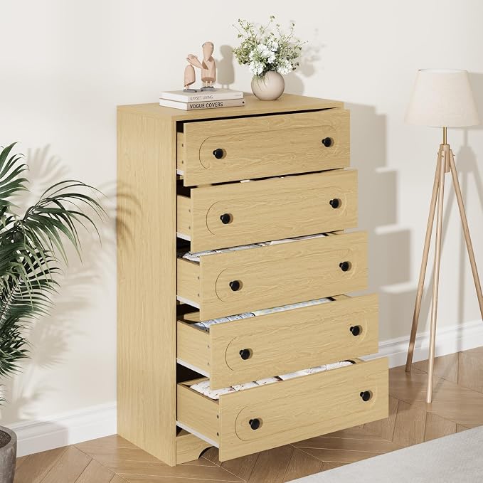 Garvee 5 Drawer Dresser for Bedroom, Wooden Mid Century Modern Chest of Drawers - Image 5