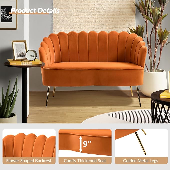 HULALA HOME Modern Velvet Loveseat Sofa - Image 4