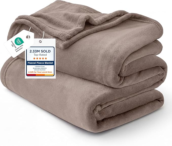 Bedsure GentleSoft Fleece Throw XL Blanket Mocha Brown by BEDSURE