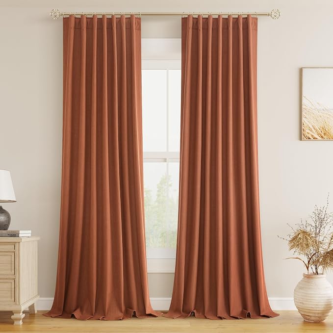 Guken Terracotta 100% Blackout Curtains 108 Inch Length 2 Panels Set Fall by Guken
