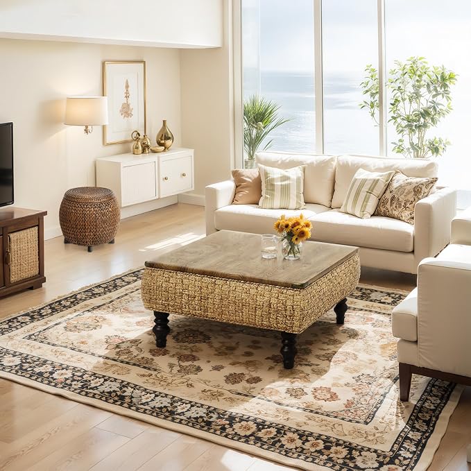 31.5" Lift Top Coffee Table for Living Room, Square Farmhouse Coffee Table - Image 9