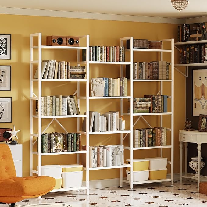 SUPERJARE Triple Bookshelf, Bookcase - Image 6