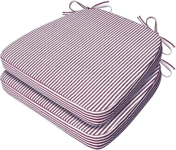 AAAAAcessories D-Shaped Chair Cushions, Machine-Washable Cover, Pinstripe Red by AAAAAcessories