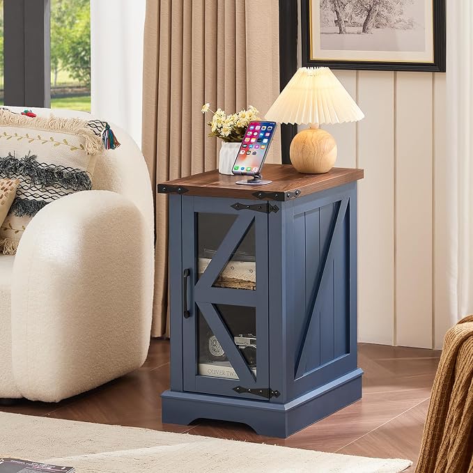 Joaxswe Farmhouse 14'' Side End Table Set of 2, Narrow Night Stand - Image 7