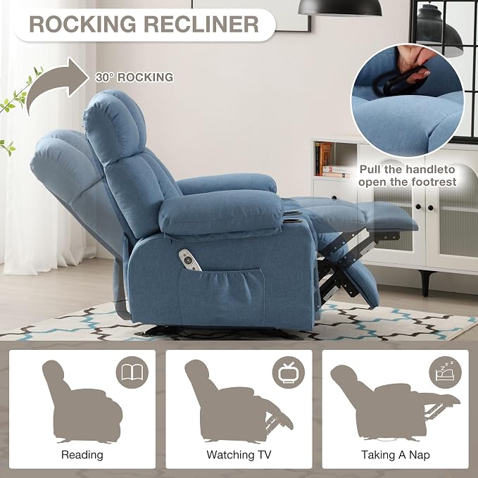 Massage Rocking Recliner Chair, Ergonomic Recliners Sofa - Image 6