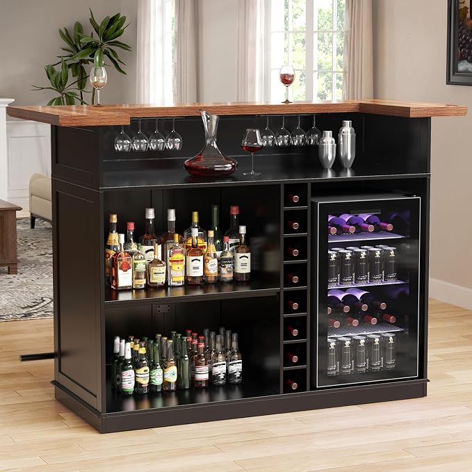 GDLF Home Bar Unit with Fridge Space, U-Shape Liquor Wine Cabinet, 63.1" Mini by GDLFGoodLife