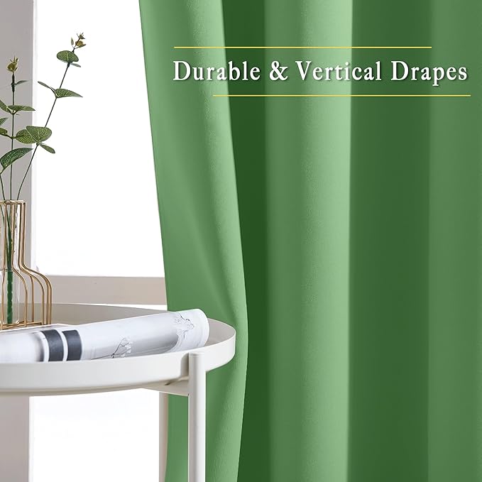 NICETOWN Forest Green Reducing Grommet Curtains - Image 5