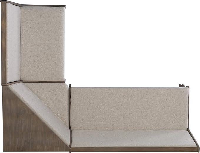 Linon Lucy Natural Wood and Linen Upholstered Corner Nook Kitchen Dining Set - Image 6