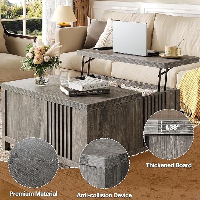 knoworld Farmhouse Lift Top Coffee Table - Image 5