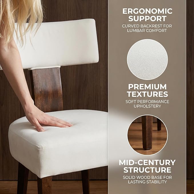Mid Century Modern Dining Chairs, Farmhouse Velvet Upholstered Accent Chair - Image 6