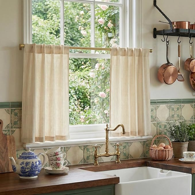 RYB HOME Kitchen Striped Curtains by RYBHOME