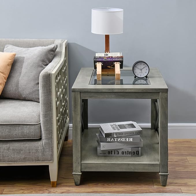 Farmhouse End Table Living Room, Furniture Solid Wood Square Large Side Tables - Image 3