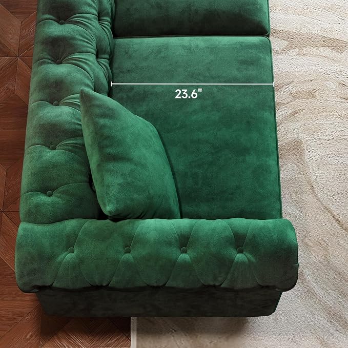 ONBRILL 82 Inch Chesterfield Sofa, 23 Inch Deep Seat Velvet Couch - Image 5