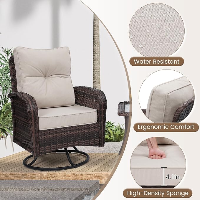 wildformers Luxury Outdoor Swivel Wicker Glider Patio Chairs - Image 6