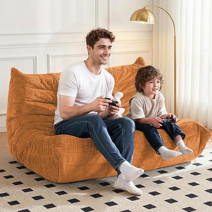 Bean Bag Chair, 2 Seater Lazy Bean Bag Sofa Memory Foam Couch, Giant Bean Bag - Image 4