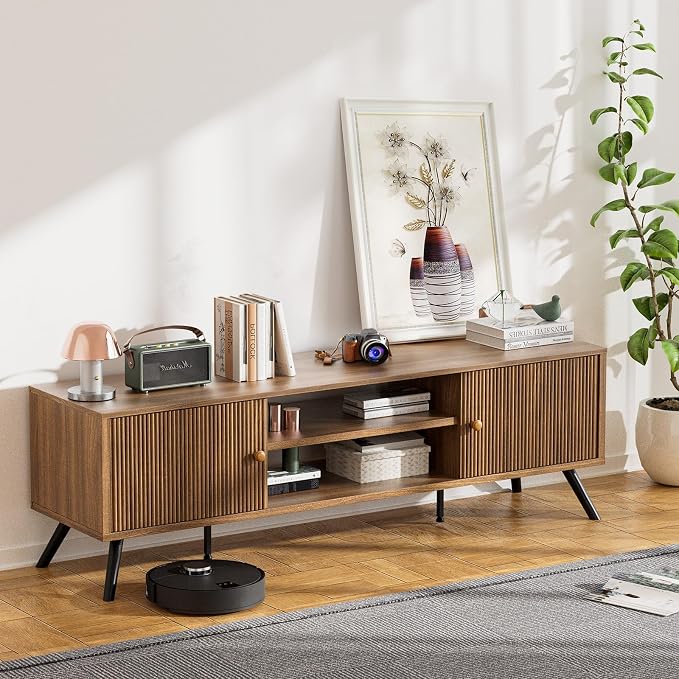 COMHOMA TV Stand for Living Room, Mid Century Modern Entertainment Center for - Image 2