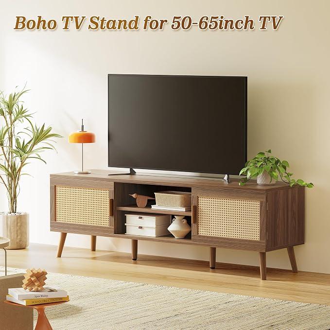 SUPERJARE Boho TV Stand for 65 Inch TV, Entertainment Center - Image 2