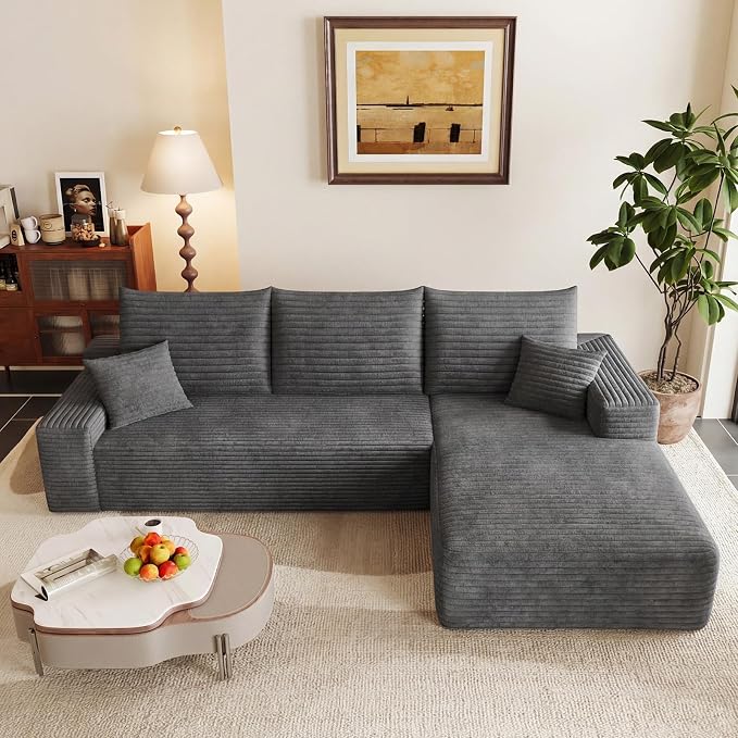 95" Cloud Sectional Couch with L-Shape Chaise, Modular Comfy Sofa Chaise Longue - Image 6