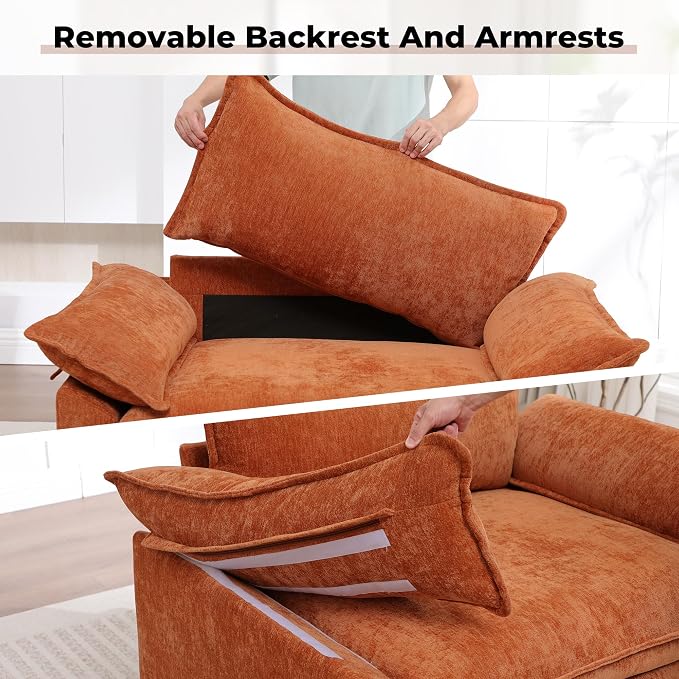 Oversized Accent Chairs with Ottoman Set of 2, Modern Comfy Reading Chair - Image 8