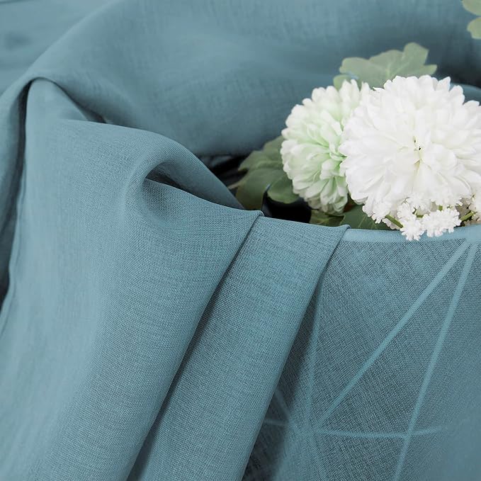 Tollpiz Short Sheer Curtain Linen Textured Bedroom Curtains Sheer Light - Image 6