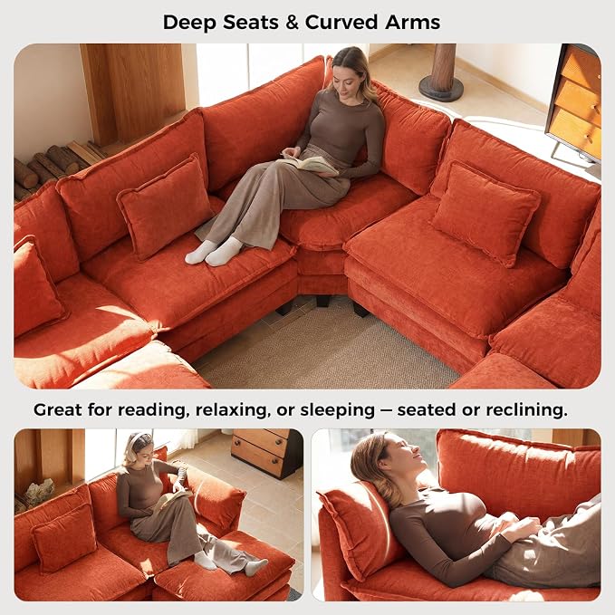 ELUCHANG 114" Oversized V-Shaped Cloud Couch Modular Sectional Sofa - Image 7