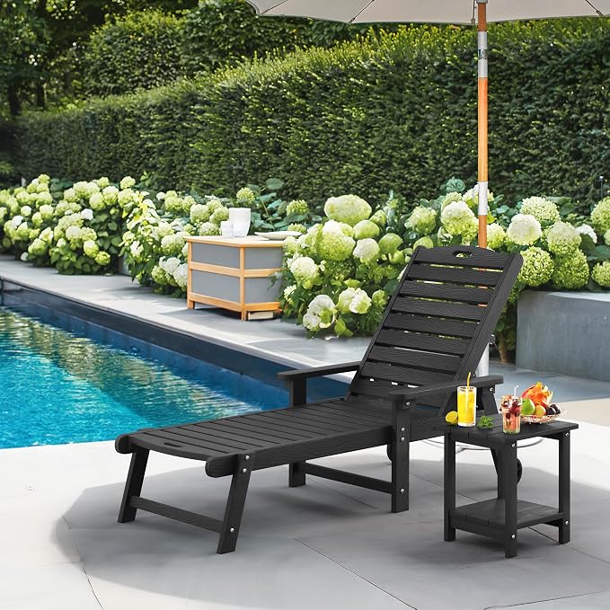 LUE BONA Lounge Chair Outdoor, HDPS Chaise Lounge Outdoor by LUEBONA