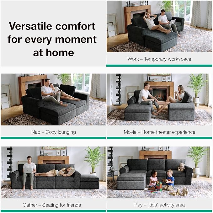 Novilla 138" Modular Sectional Sofa, Modular Sectional Couches - Image 4