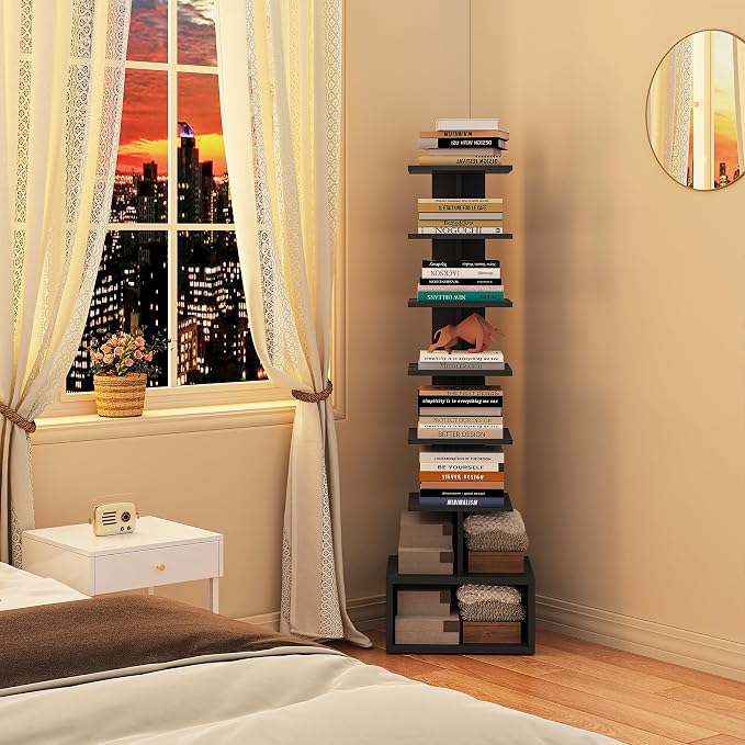 TUTOTAK Narrow Bookshelf, Vertical 8-Tier Bookcase, Spine Book Shelf - Image 8