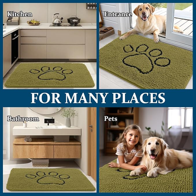 OLANLY Dog Door Mat for Muddy Paws 30x20, Paw Print Design, Absorbs Moisture - Image 8